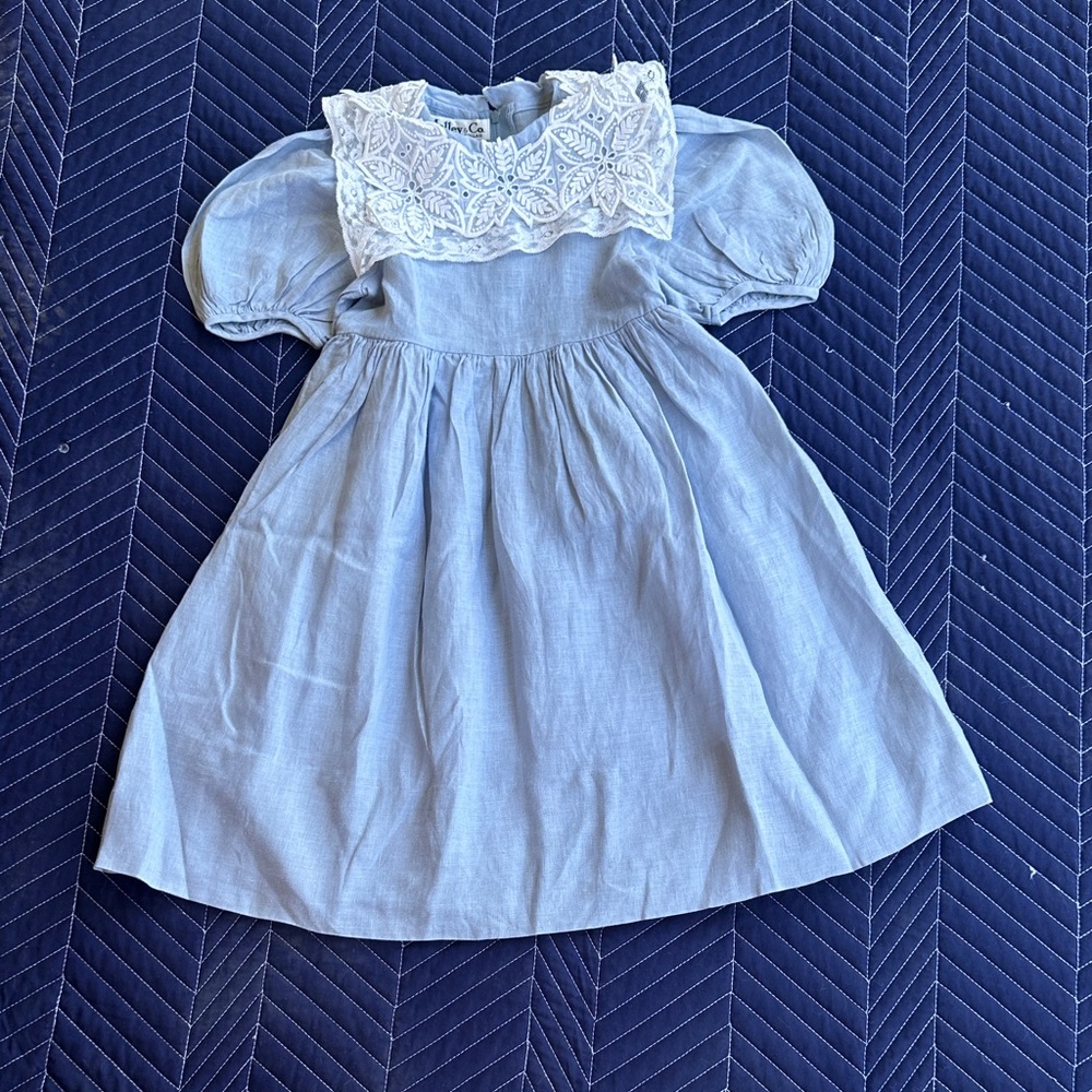 Charming Gray Dress with Lace Collar